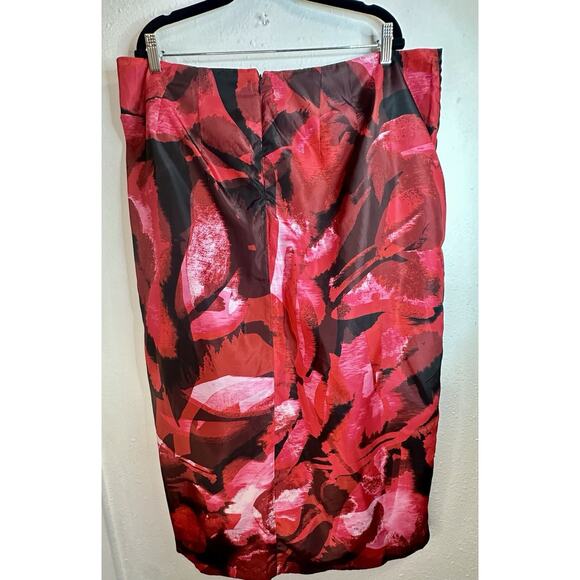NWT Eloquii Red Pink & Black Maxi Skirt With Slit Size 18 - Picture 5 of 5